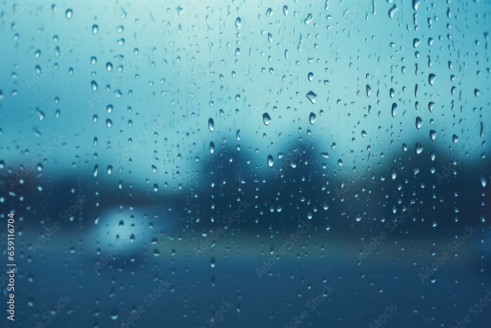 Poster Raindrops on a glass window. Perfect for adding a touch of nature and tranquility to your designs.