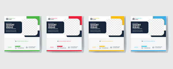 Modern Creative Corporate Business marketing agency promotion social media post template. Editable square banner design with place for the photo