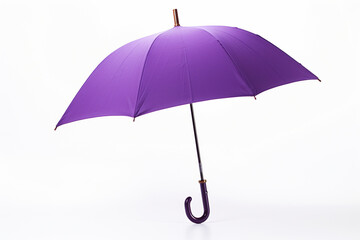 purple open umbrella on white isolated background 