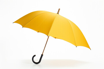 yellow open umbrella on white isolated background 
