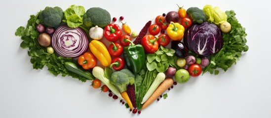 Vegetables represented as a heart in high resolution food photography