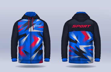 Hoodie shirts template. Jacket Design, Track Sportswear, front and back view.	