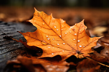 Beautiful autumn leaf portrait - obrazy, fototapety, plakaty
