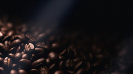 Coffee beans on a dark background. AI