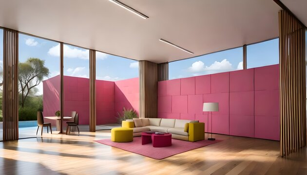 Modern colorful office guest room, waiting room or guest room full of book.