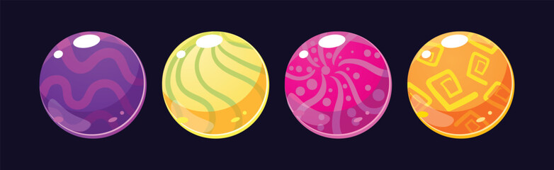 Colorful Bubbles and Ball as Glossy Round Element Vector Set