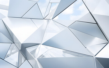 A reflection of triangles building. Geometric texture backdrop