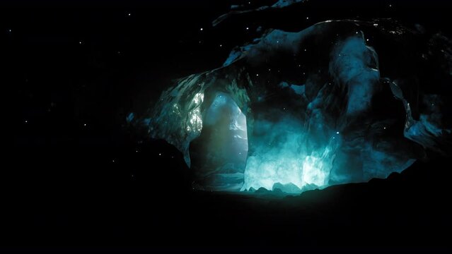 Entrance of an ice cave inside glacier in southern Iceland