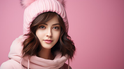 Naklejka premium A teenager in warm winter clothes.