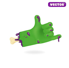 Zombie Hand 3d. Finger forward upper and lower. Gesture zombie concept Halloween. Vector illustration