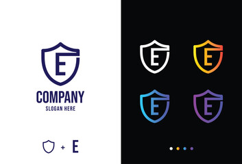 Letter e logo concept, secure e logotype in various forms