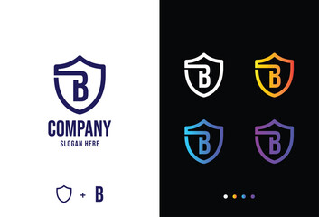 Letter b logo concept, secure b logotype in various forms