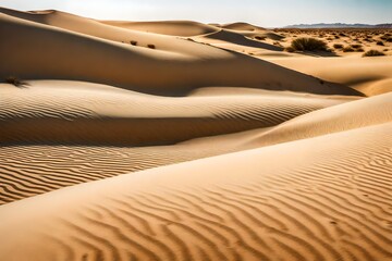Fototapeta na wymiar A peaceful desert oasis scene. Use soft, warm tones for the sand and sky - AI Generative