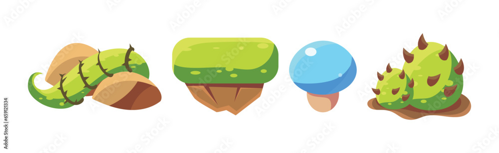 Poster nature game landscape object and elements vector set