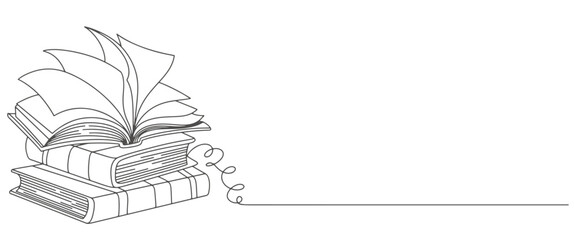 line art vector drawing Opened book. Education study and knowledge library concept. Book line art style Vector illustration