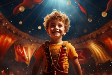 Versatile Circus tent arena performer. Carnival fun show. Generate Ai