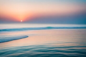 Fototapeta na wymiar A serene horizon scene at dawn or dusk - AI Generative