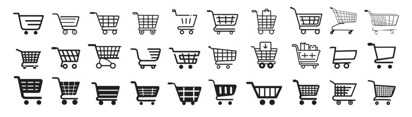 shopping cart symbol shop and sale icon. Full and empty shopping cart symbol, shop and sale