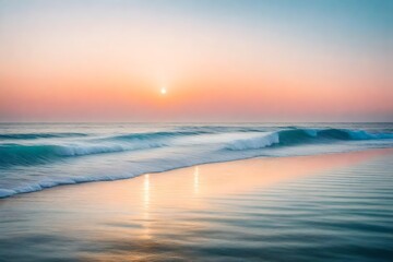 Fototapeta premium A serene horizon scene at dawn or dusk - AI Generative