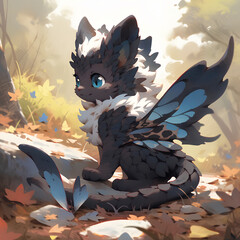 dragon cat in the forest