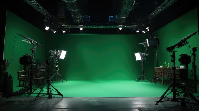 A green screen in modern movie-studio.
