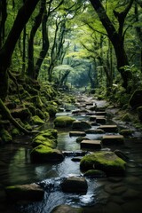 Obraz premium path_of_national_parkrainforestrockwood