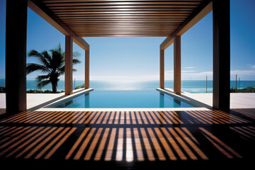 luxury infinity pool by the beach no people