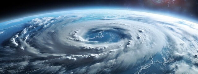 Fototapeta na wymiar Hurricane Over Atlantic Ocean, Satellite View, Outer Space Perspective