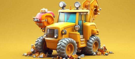 Bulldozer Cute and cute cartoon