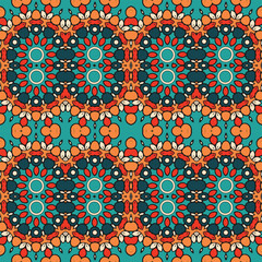 Seamless pattern with complex autumn ornament. Vector illustration