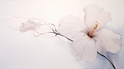 Pink mallow flower on white background. Illustration for banner, poster, cover, brochure or presentation.
