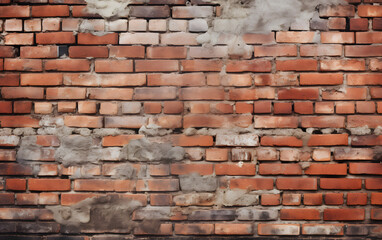 Fototapeta premium High-quality photo showcasing a weathered old brick wall with a range of red hues, ideal for adding texture and depth to design projects