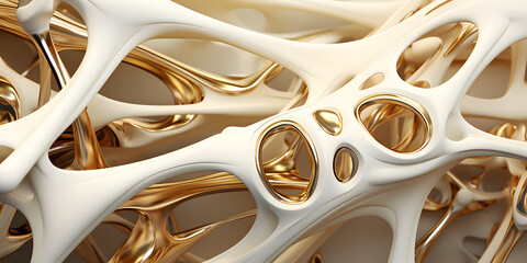 Golden Organic Voronoi Wooden Waves Sculpture Background