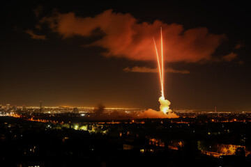 Iron Dome intercepting rockets over Israeli cities 