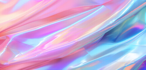 Iridescent Pastel Holographic Waves Background, a holographic effect that's ideal for dreamy and imaginative design