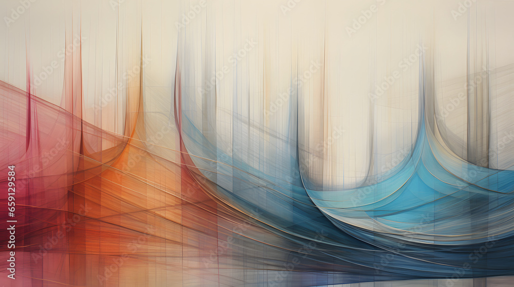 Wall mural abstract background with a blend of warm and cool colors creating wave-like patterns, perfect for wa