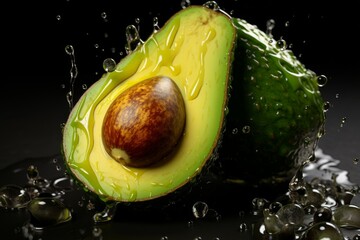 Delectable Fresh avocado. Food green organic. Generate Ai