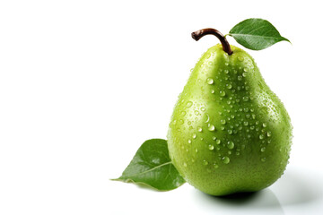 Ripe Green Organic Pear for Healthy Snacking on white background