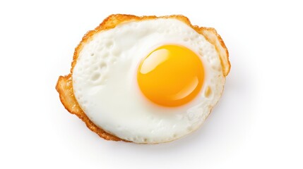  a fried egg on a piece of toast on a white background.  generative ai