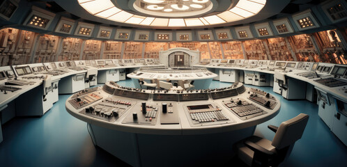 Control panel at nuclear power plant, Industry engineer.