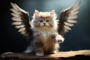 Fluffy winged kitten