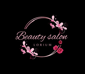 Rose Gold Black Elegant Luxury Circle Beauty Logo 