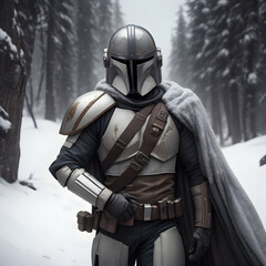 soldier in winter forest