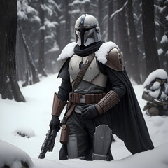 soldier in winter forest