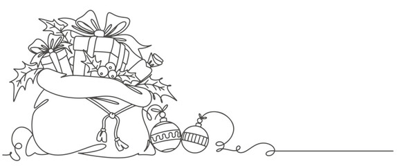 Christmas gift box line art vector illustration