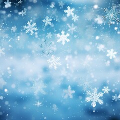 Naklejka na ściany i meble Beautiful winter background with snowflakes flying around