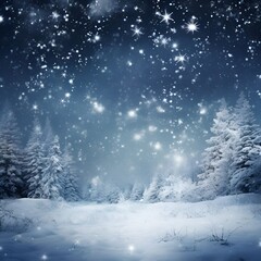 Beautiful winter background with snowflakes flying around