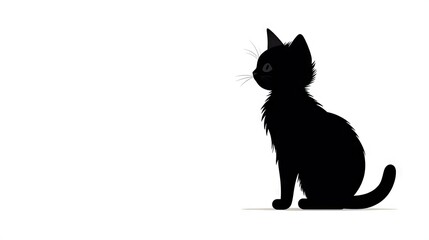Obraz premium a black cat is sitting down and looking at the camera. generative ai