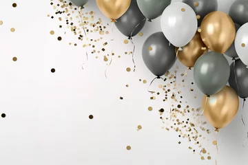 Poster celebration balloon with gold and grey © Moribuz Studio