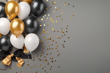 celebration balloon with gold and grey
